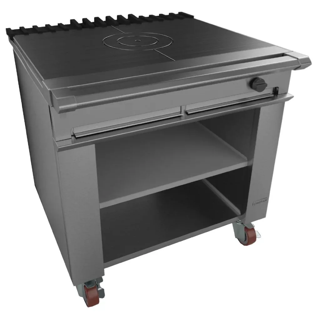 Falcon Chieftain Single Bullseye Solid Top with Castors Natural Gas G1026BX - islandcatering