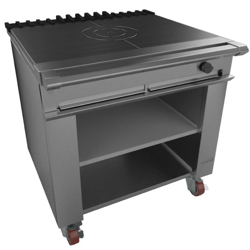 Falcon Chieftain Single Bullseye Solid Top with Castors Natural Gas G1026BX - islandcatering