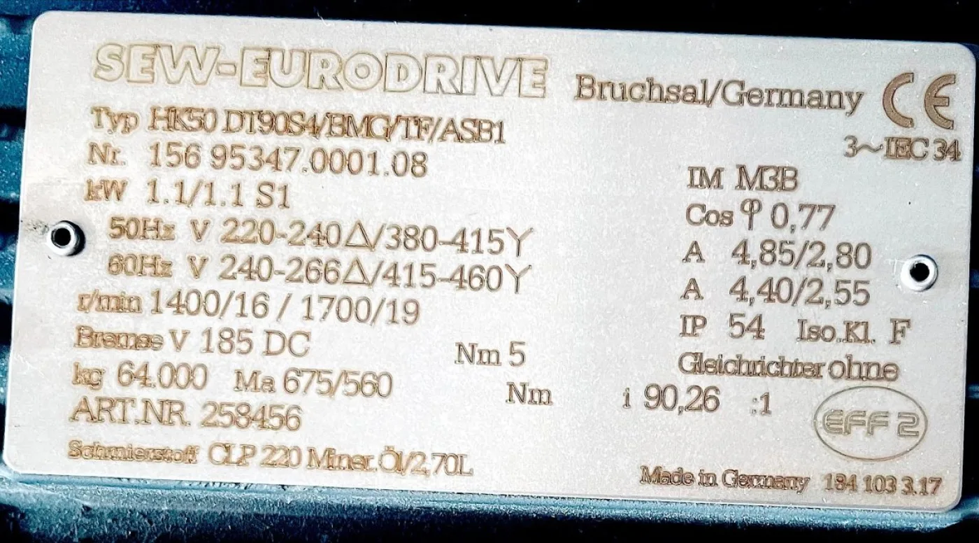 SEW-EURODRIVE Getriebemotor HK50DT90S4/BMG/TF/ASB1 156 95347.0001.08 - 5